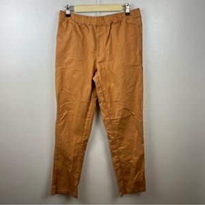 Pact Woven Twill Roll Up Pants Mens Medium Camel Brown Casual Travel Lounge